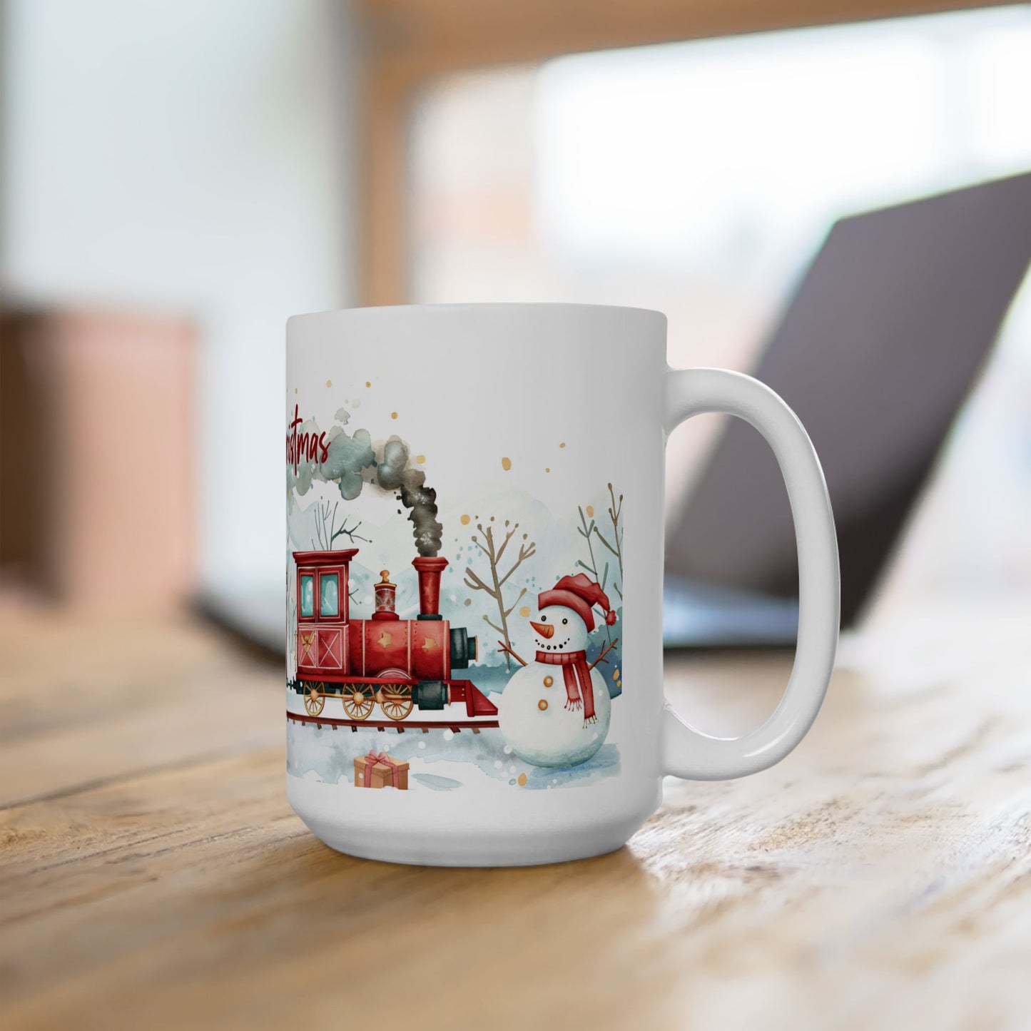 Christmas Mug - Merry Christmas Snowy Landscape Train