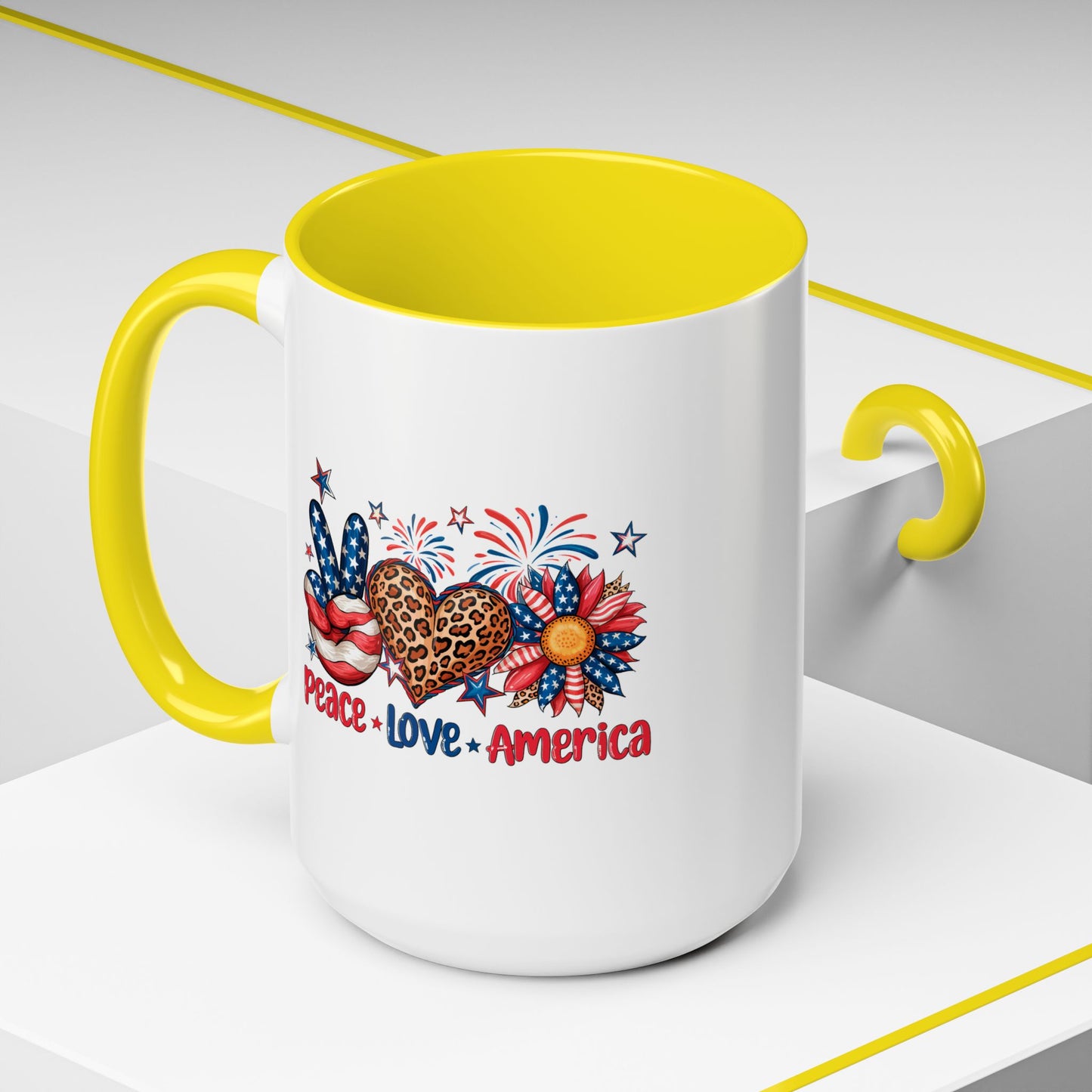 4th of July Mug - Peace Love America
