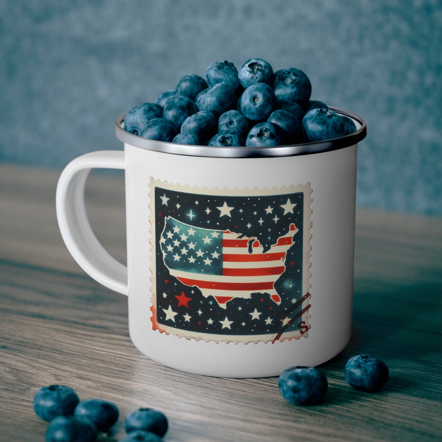 4th of July Mug - America Landscape Stars Stamp