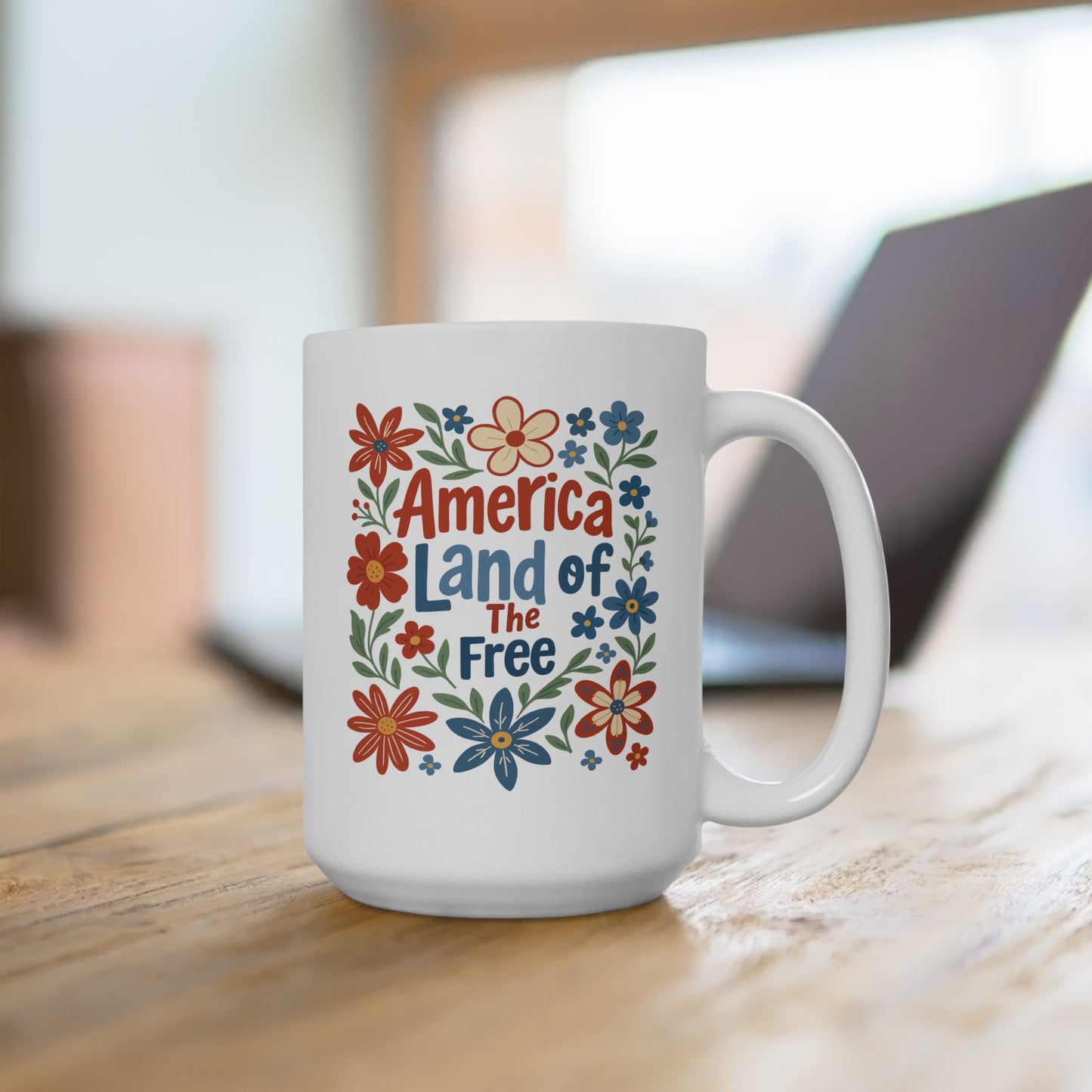 4th of July Mug - America Land of the Free Floral