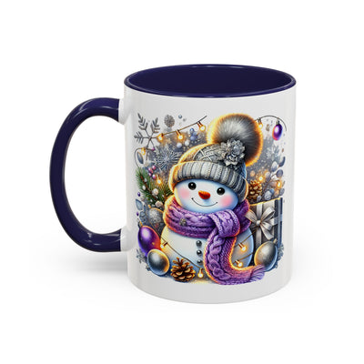 Christmas Mug - Purple and Silver Snowman