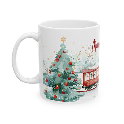Christmas Mug - Merry Christmas Snowy Landscape Train