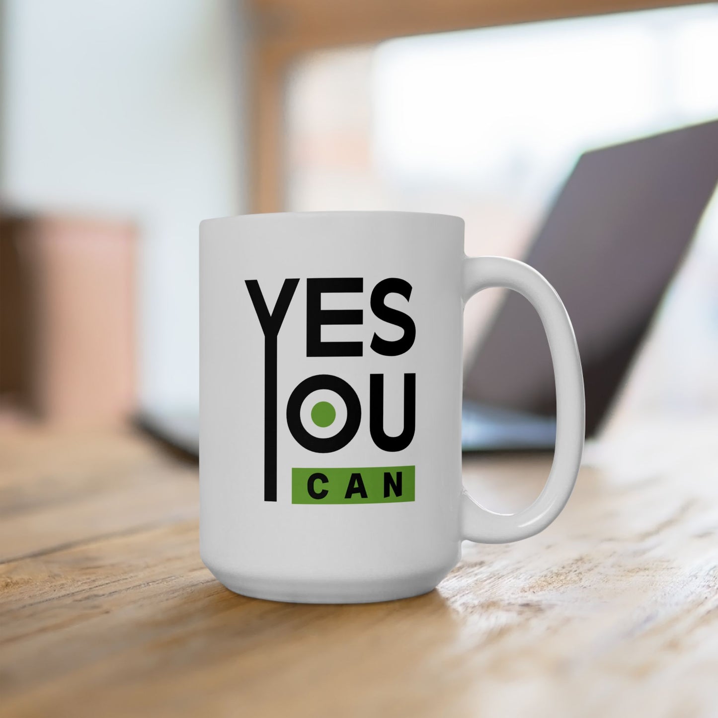 Motivation Mug - Yes You Can Black & Green