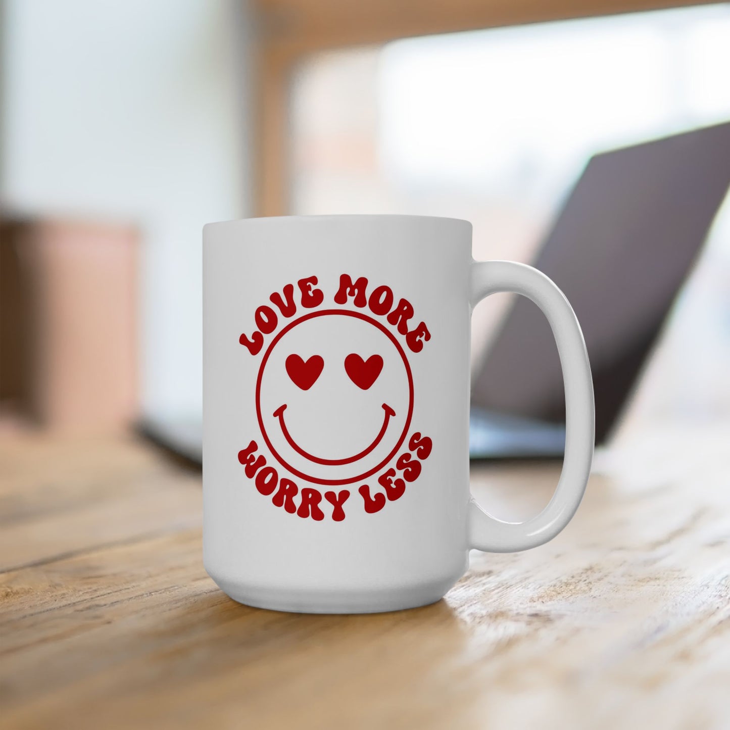 Wellness Mug - Love More Worry Less Smiley Face