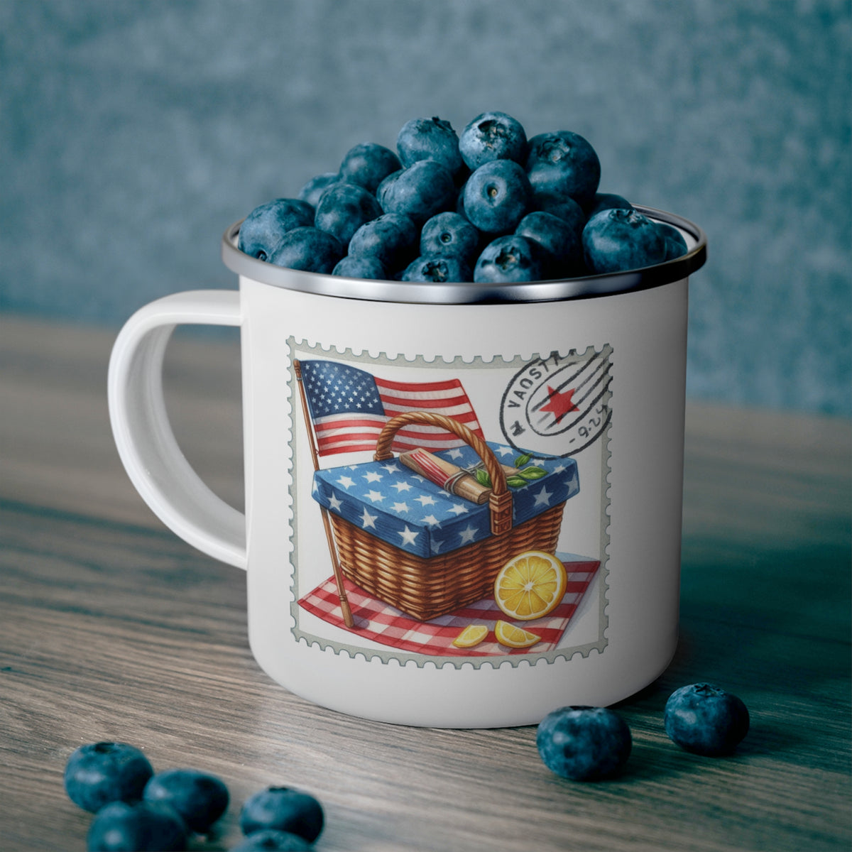 4th of July Mug - American Flag Picnic Stamp