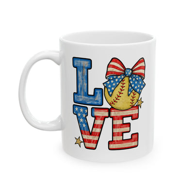 4th of July Mug - Patriotic Love Softball