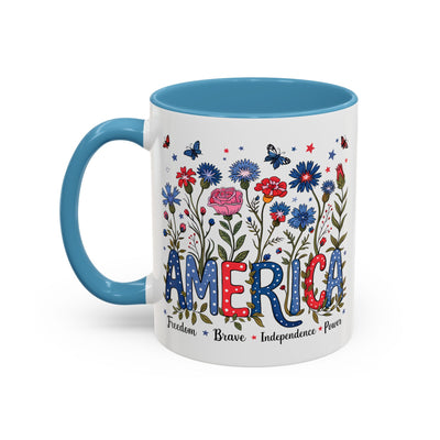 4th of July Mug - Floral America Patriotic