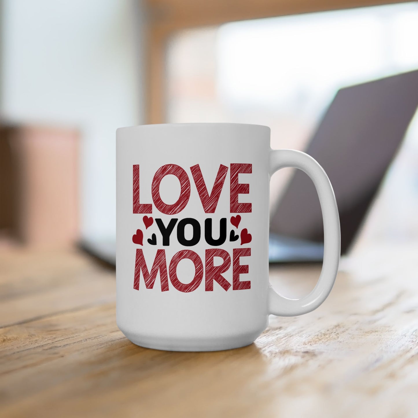 Anniversary Mug - Love You More Sketch Graphic