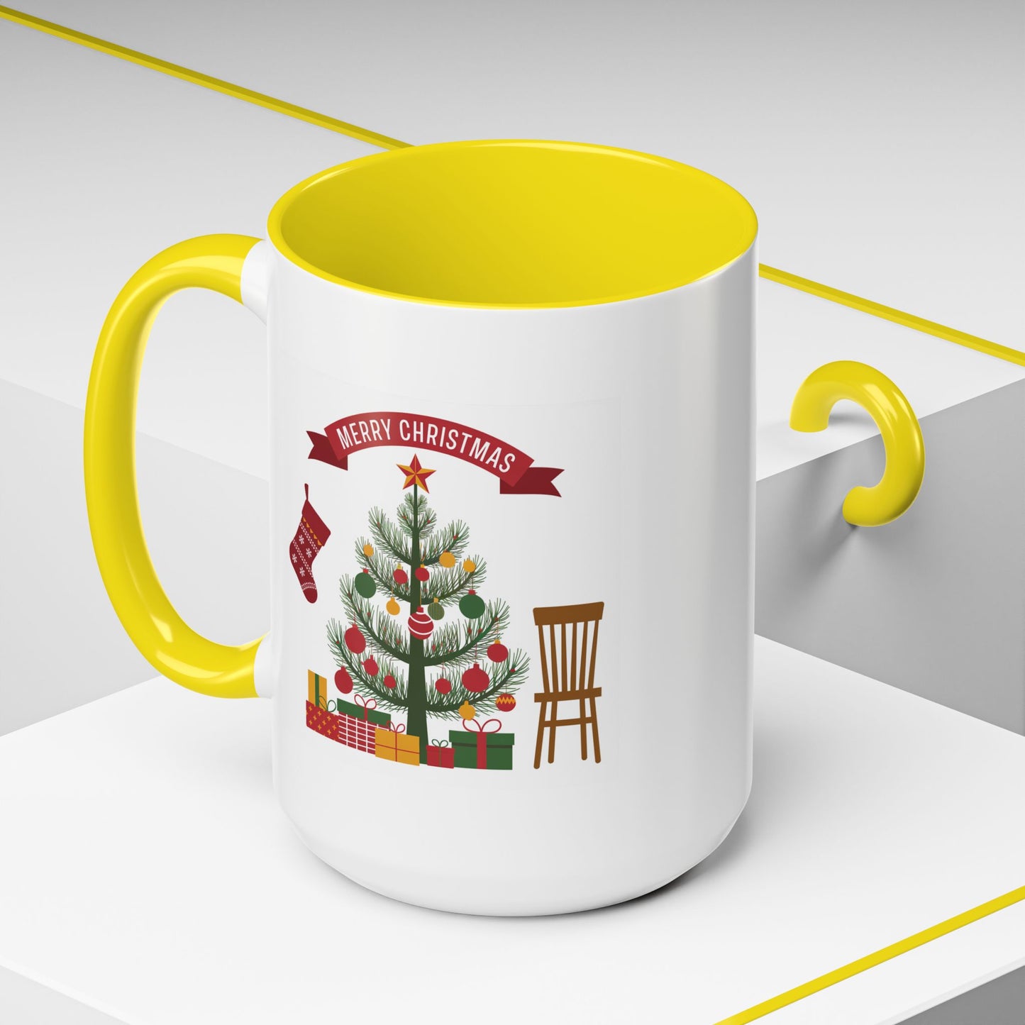 Christmas Mug - Merry Christmas Banner Tree Presents