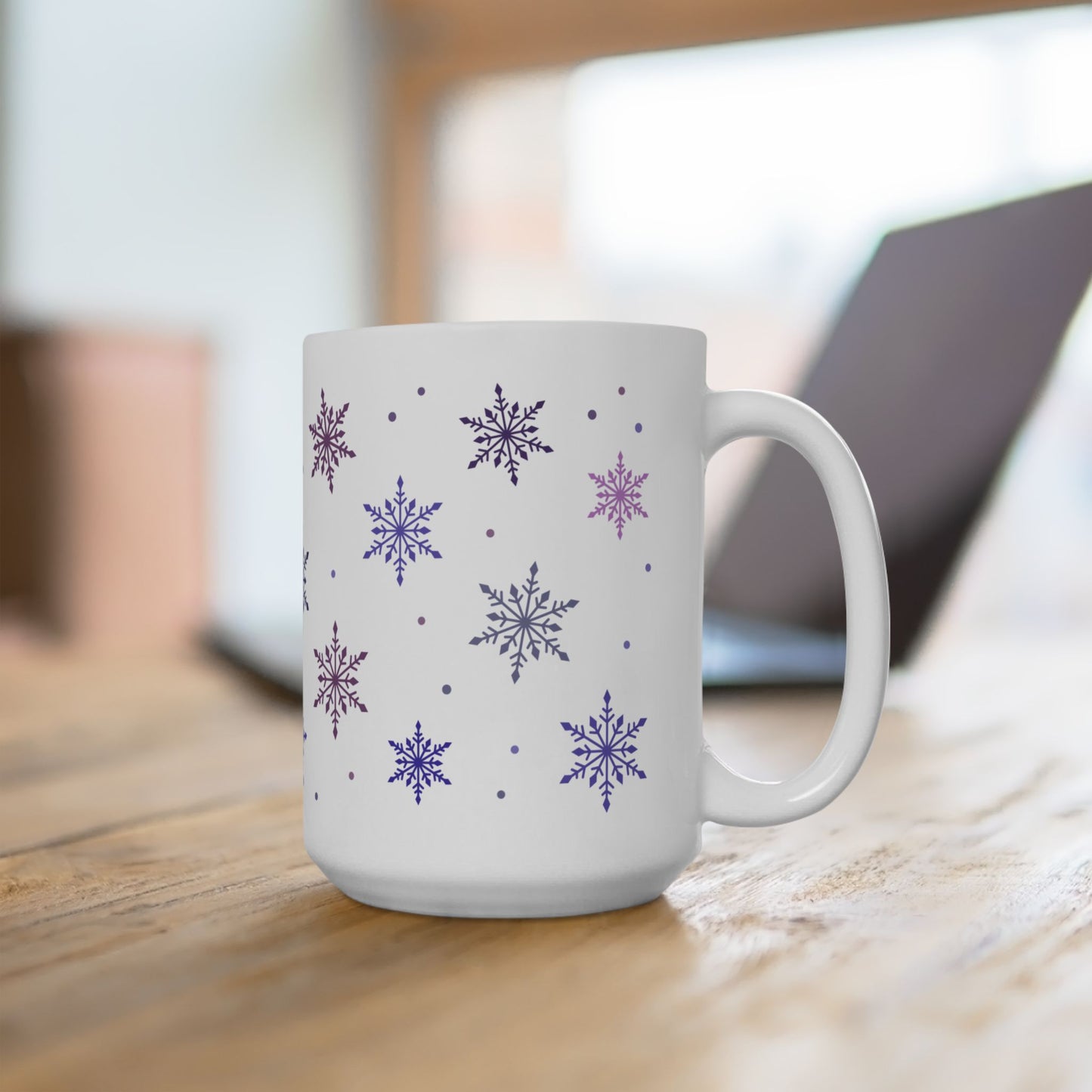 Christmas Mug - Pink & Purple Snowflakes Pattern