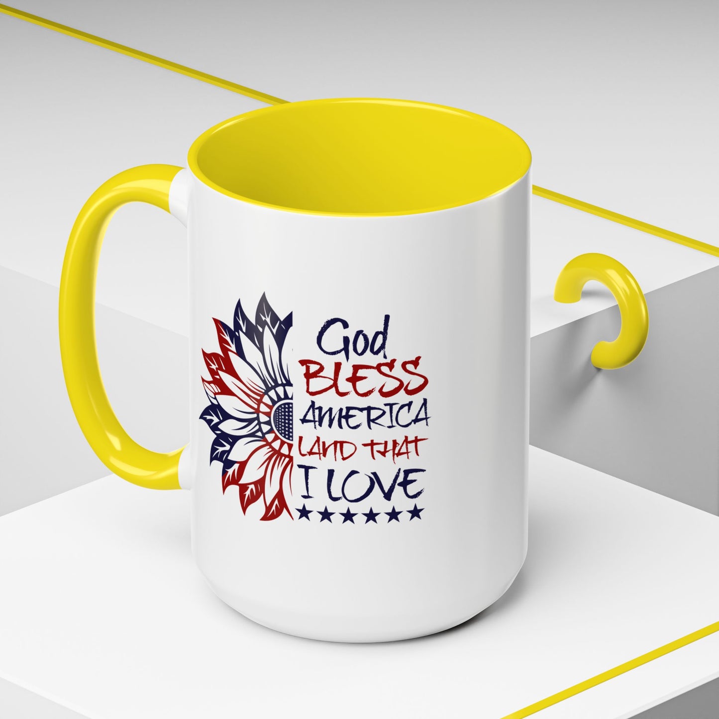 4th of July Mug - God Bless America Sunflower