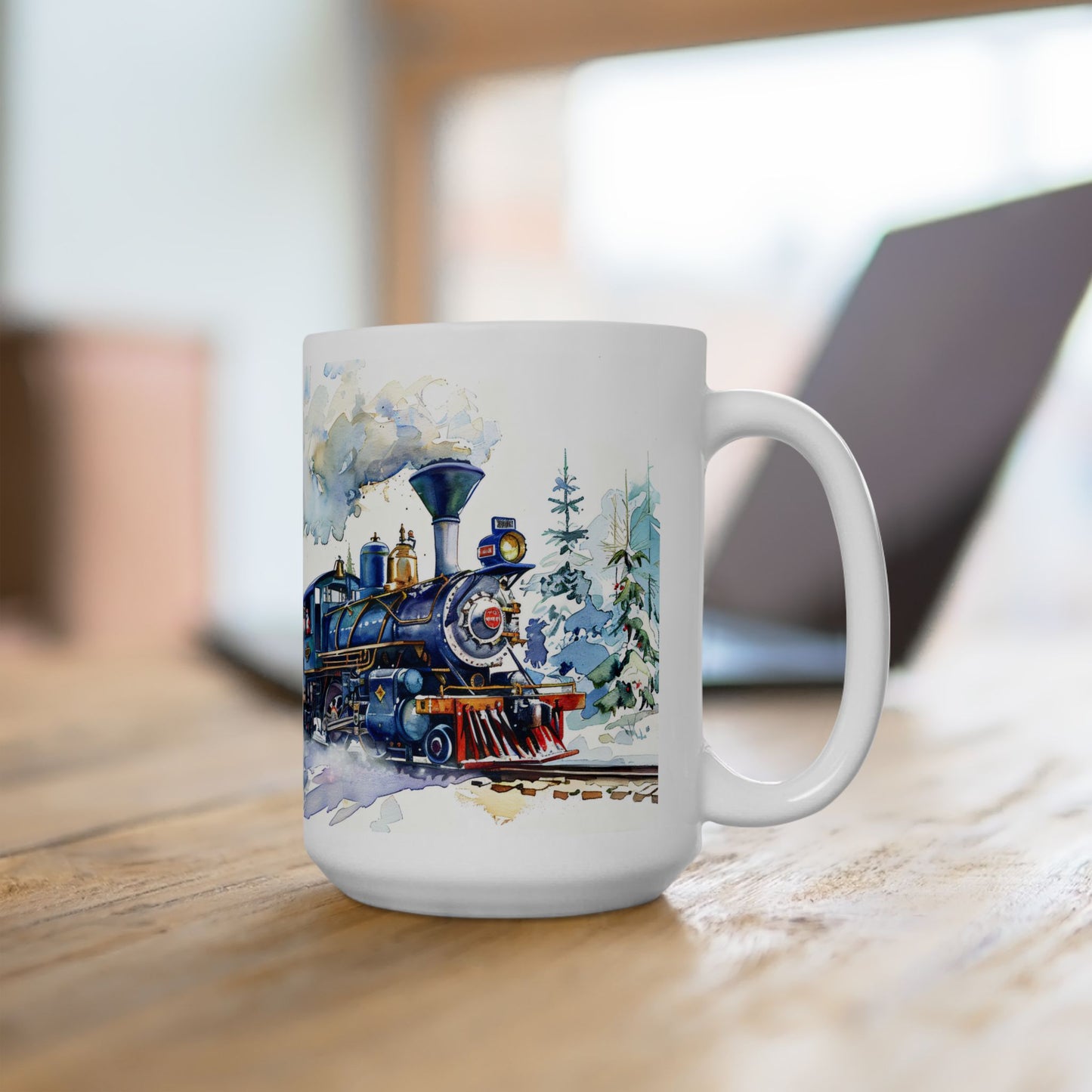 Christmas Mug - Snowy Landscape Train Wrap 3