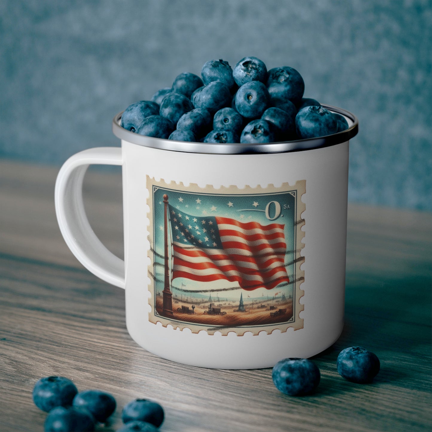 4th of July Mug - American Flag Land Stamp