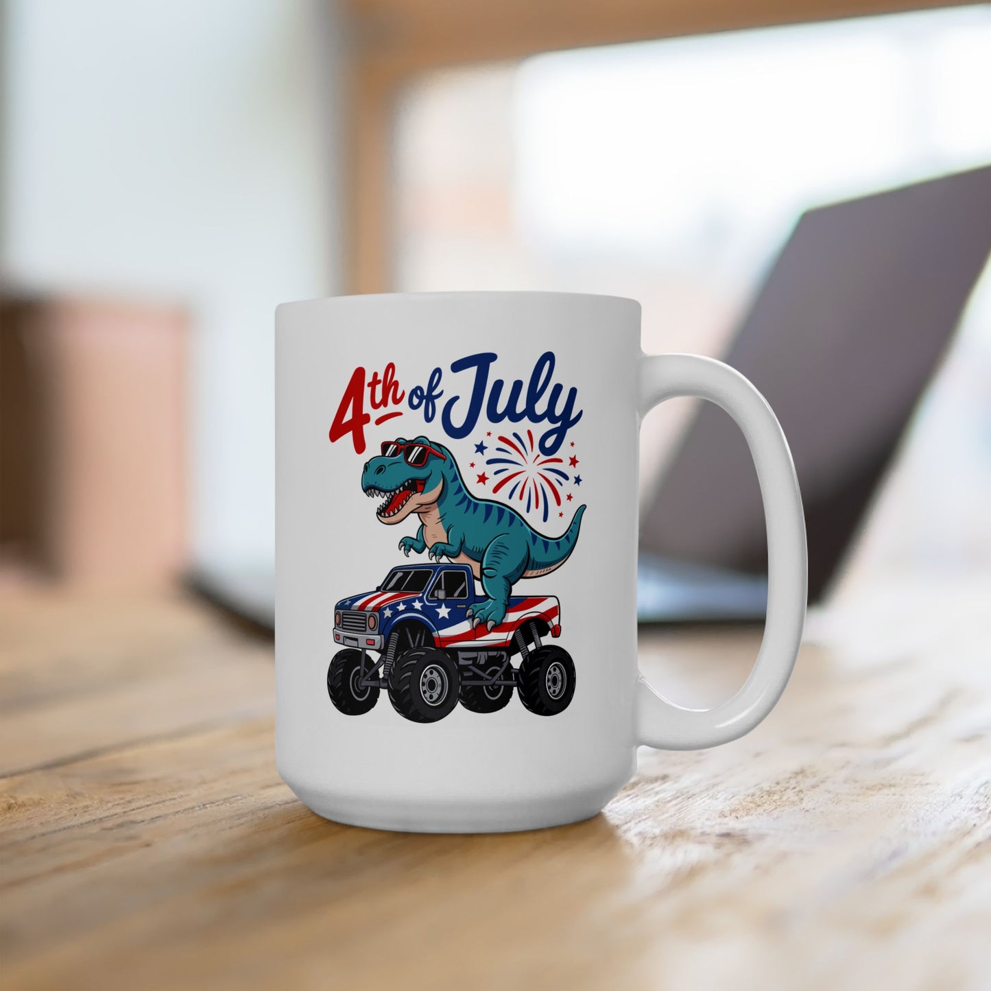 4th of July Mug - T Rex Monster Truck USA