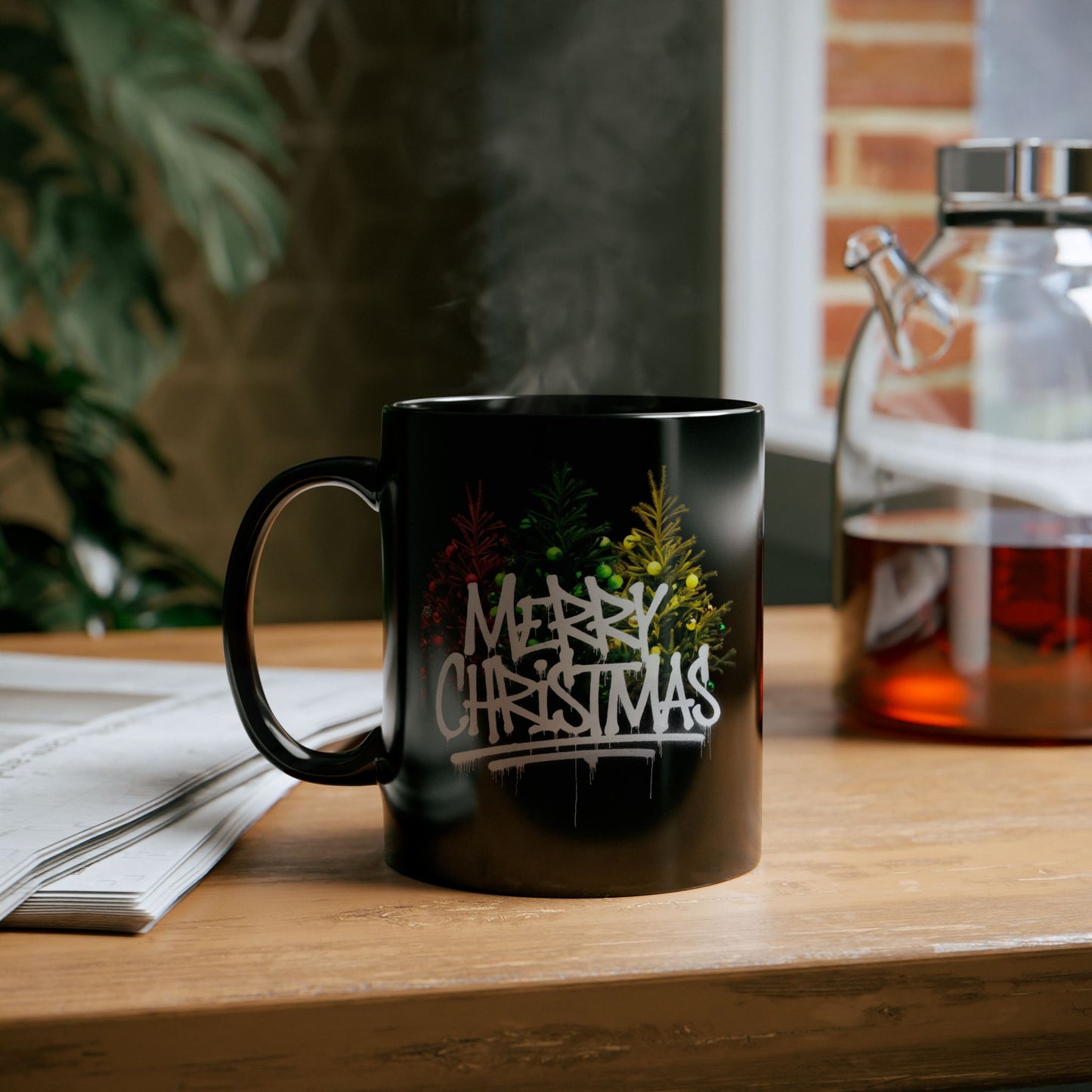 Christmas Mug - Merry Christmas White Text Graffiti