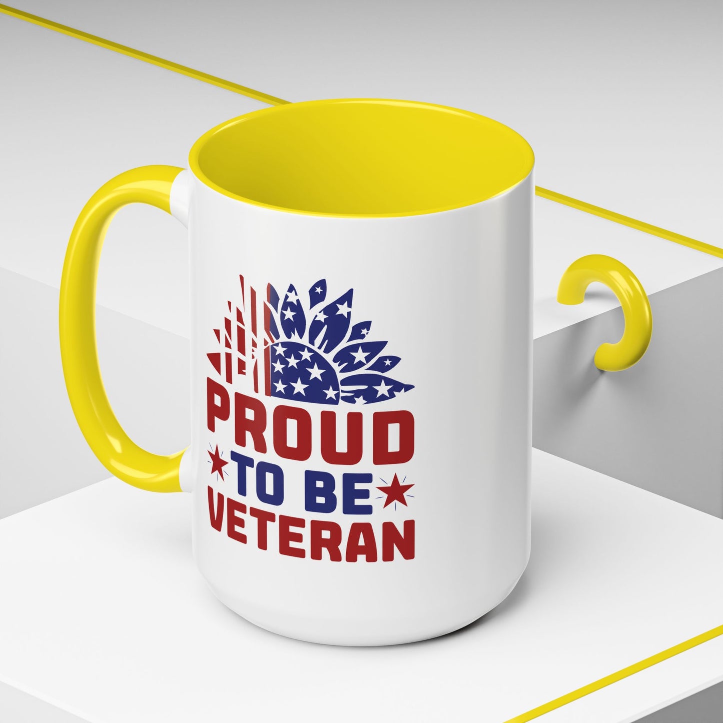 4th of July Mug - Proud to Be a Veteran Sunflower