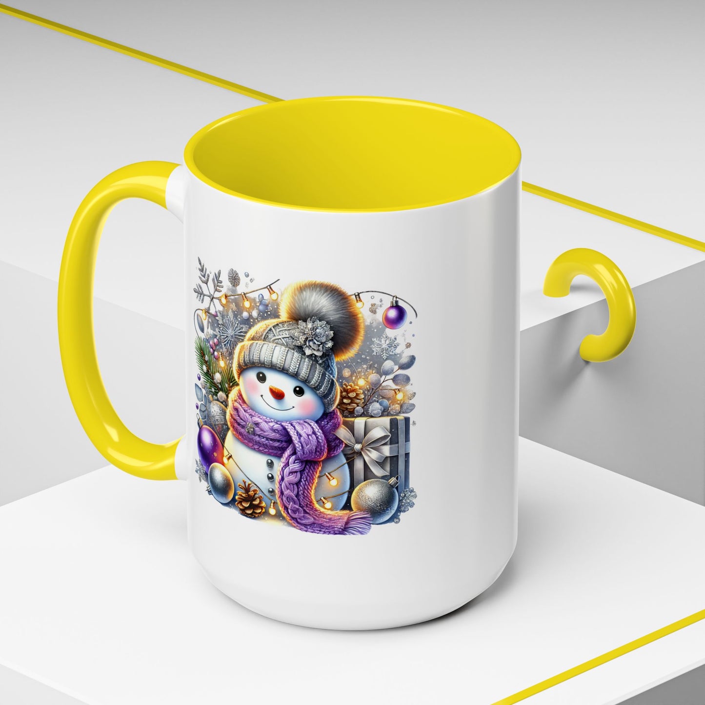 Christmas Mug - Purple and Silver Snowman
