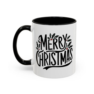 Christmas Mug - Merry Christmas Black Text Mistletoe