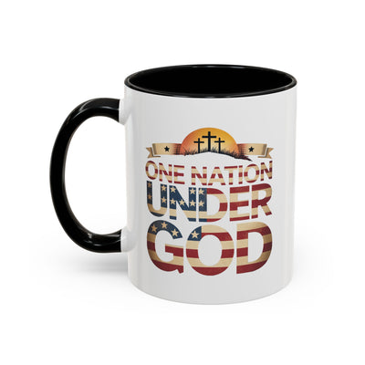 4th of July Mug - One Nation Under God Cross Flag