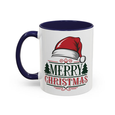 Christmas Mug - Merry Christmas Green & Red Text Red Hat