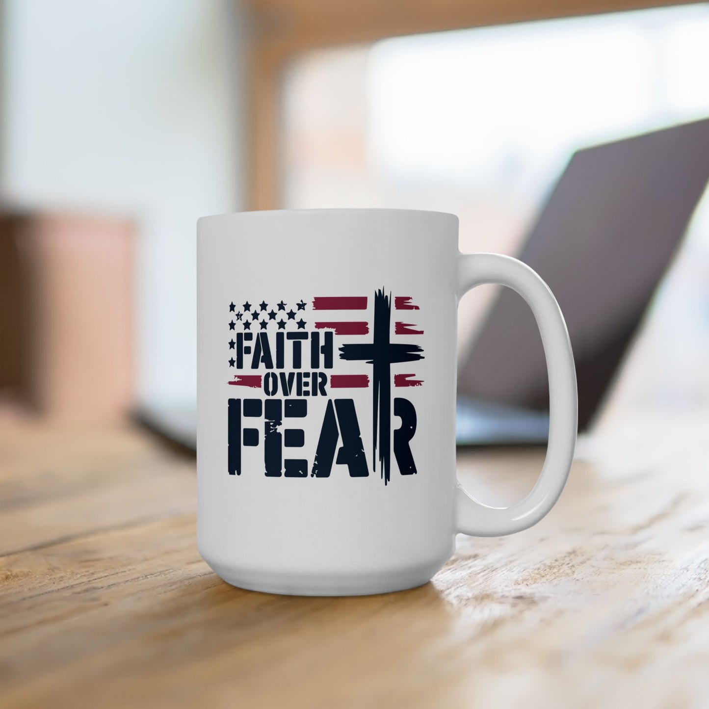 Religious Mug - Faith Over Fear Flag