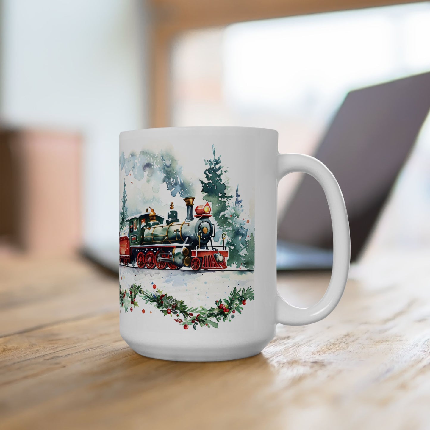 Christmas Mug - Snowy Landscape Train Wrap 9