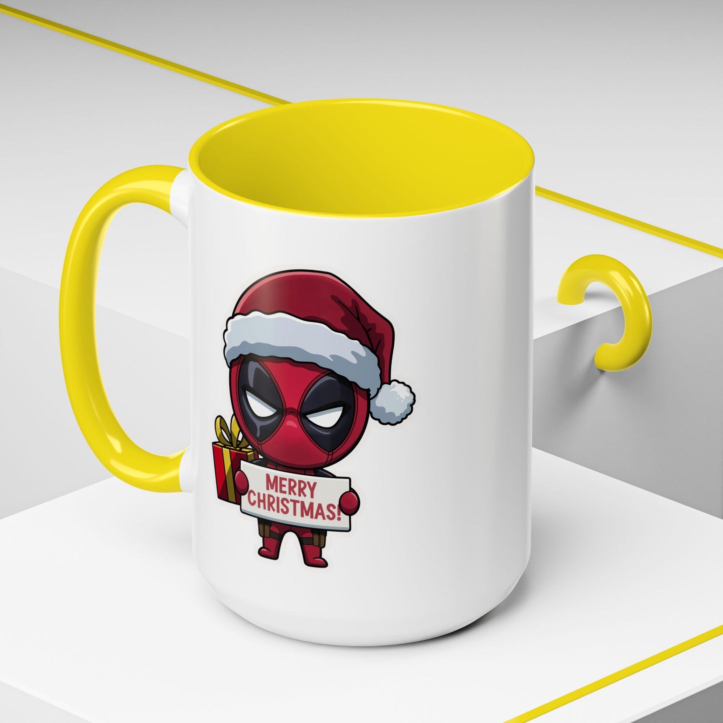 Christmas Mug - Merry Christmas Red Text Superhero