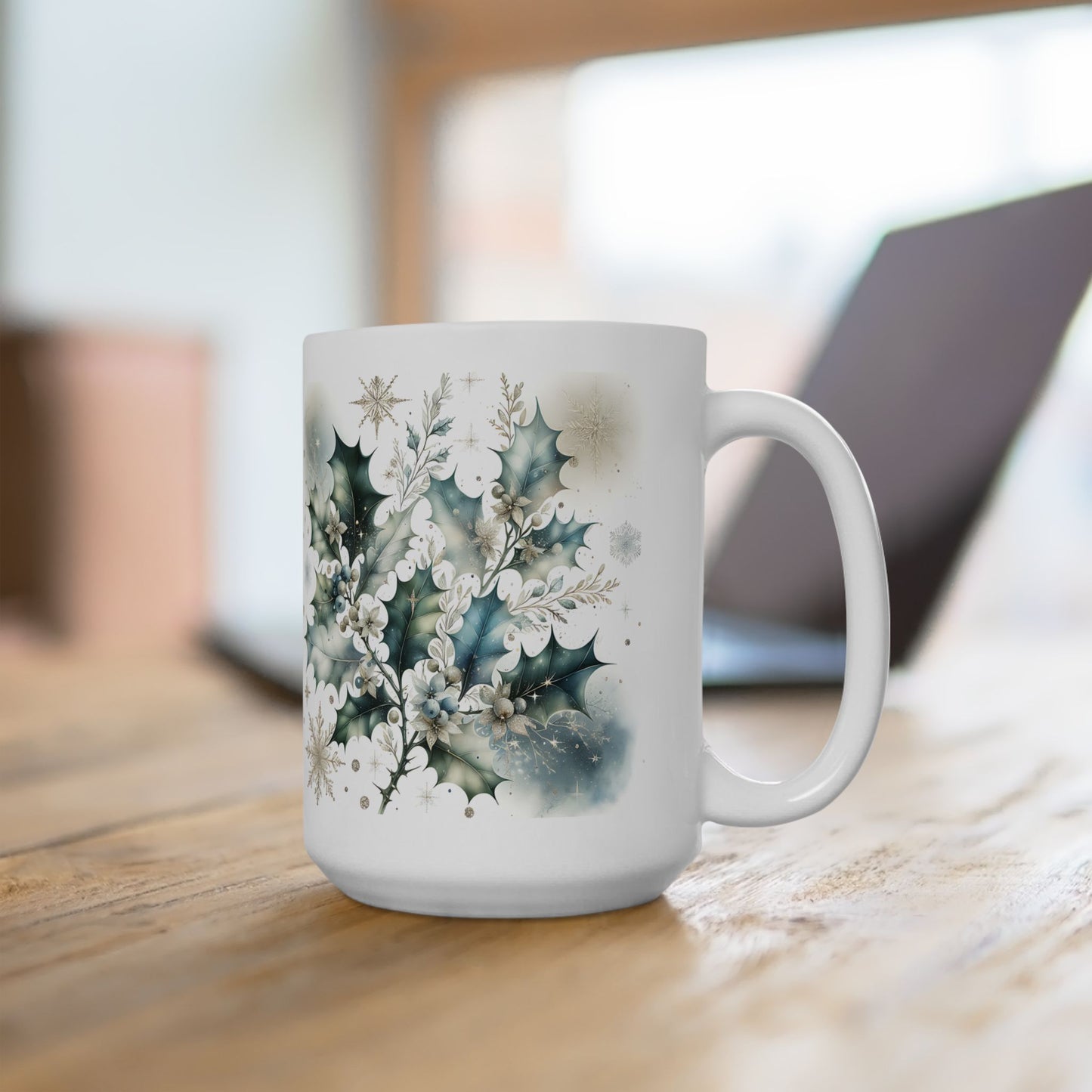 Christmas Mug - Leaves Snowflakes Decoration