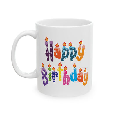 Birthday Mug - Happy Birthday Letter Candles