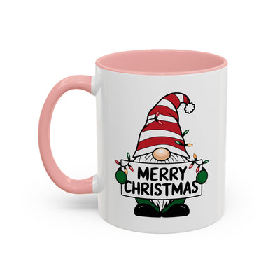 Christmas Mug - Merry Christmas Black Text Gnome Lights