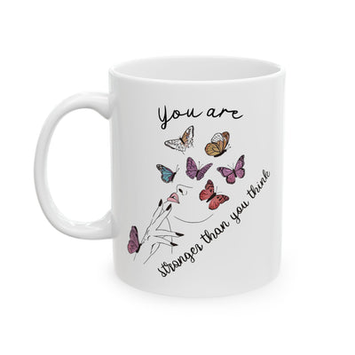 Motivation Mug - You Are Stronger Than You Think Butterflies