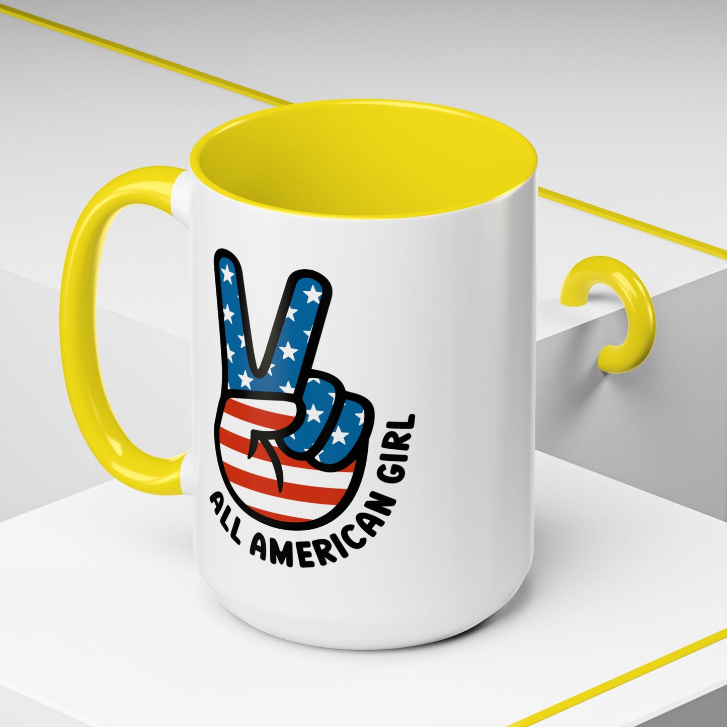 4th of July Mug - All American Girl Peace Sign