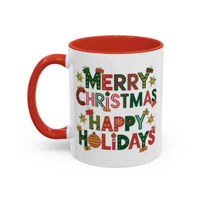 Christmas Mug - Merry Christmas Happy Holidays Decorative Text