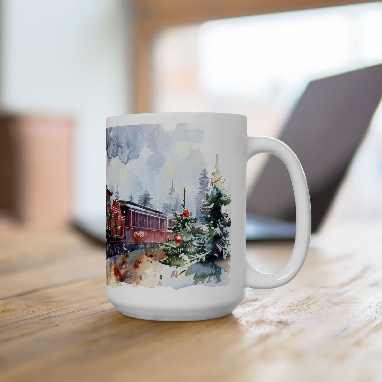Christmas Mug - Snowy Landscape Train Wrap 4