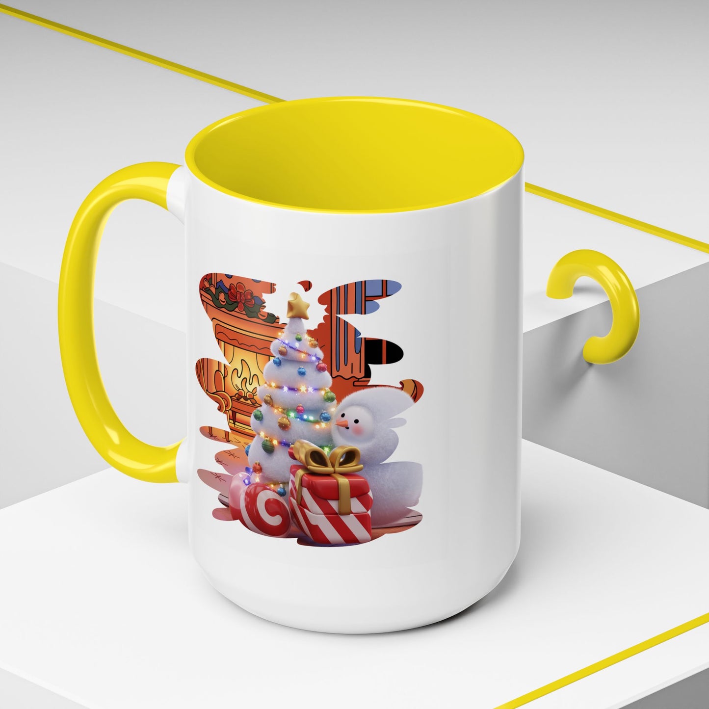 Christmas Mug - Snowman Tree Presents Fireplace