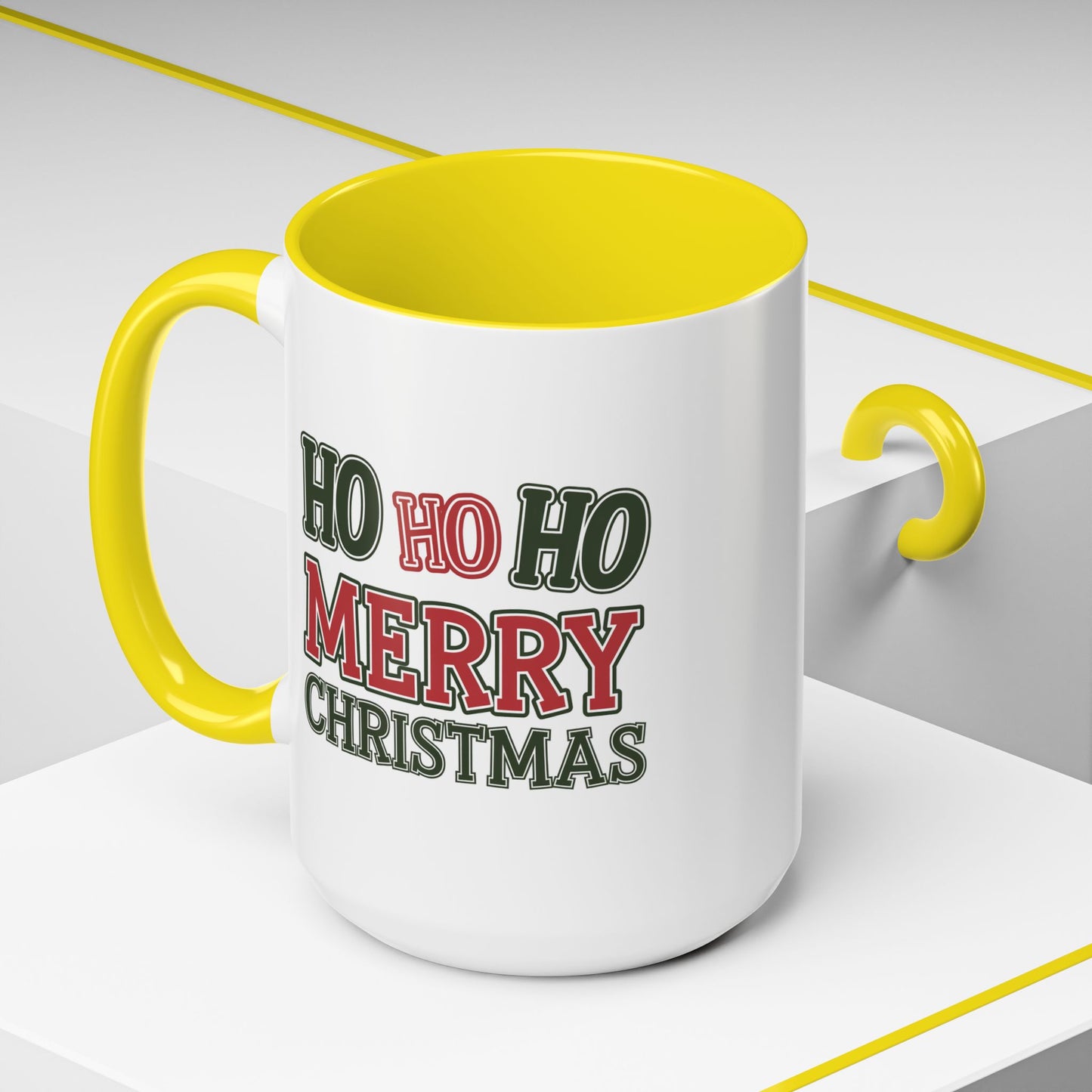 Christmas Mug - Ho Ho Ho Merry Christmas Green & Red Text