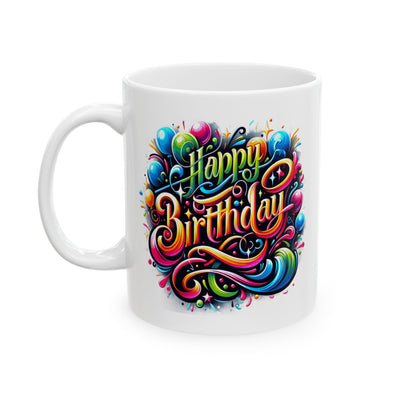 Birthday Mug - Happy Birthday Swish