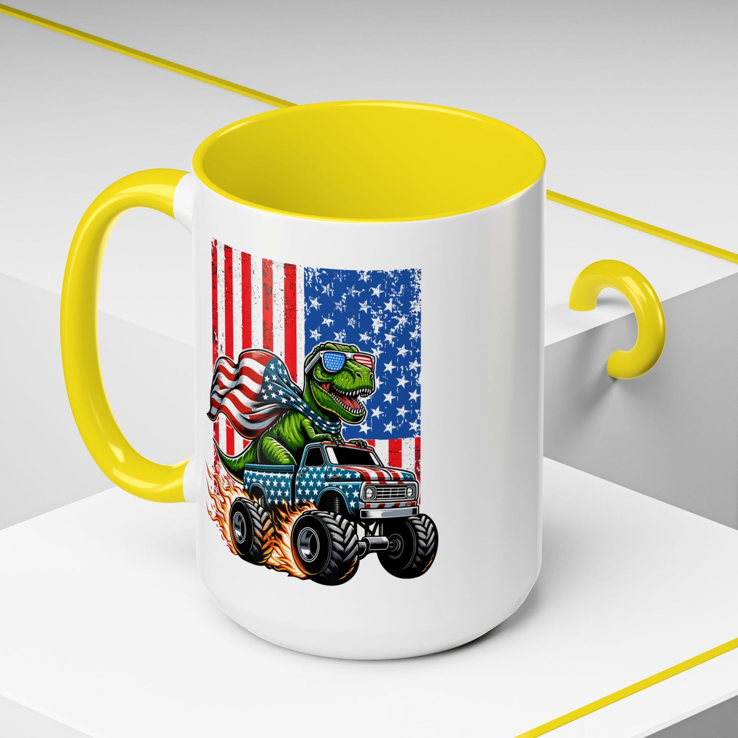 4th of July Mug - T Rex Riding Monster Truck