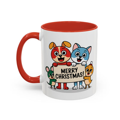 Christmas Mug - Merry Christmas Black Text Mouse Dog Cat Bird