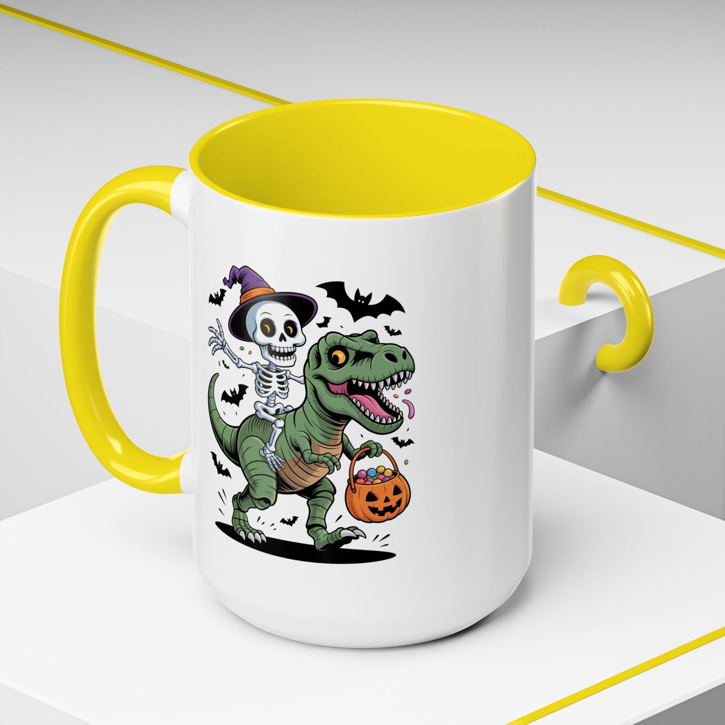 Halloween Mug - Skeleton Riding Dinosaur
