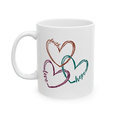 Religious Mug - Faith Love Hope Hearts