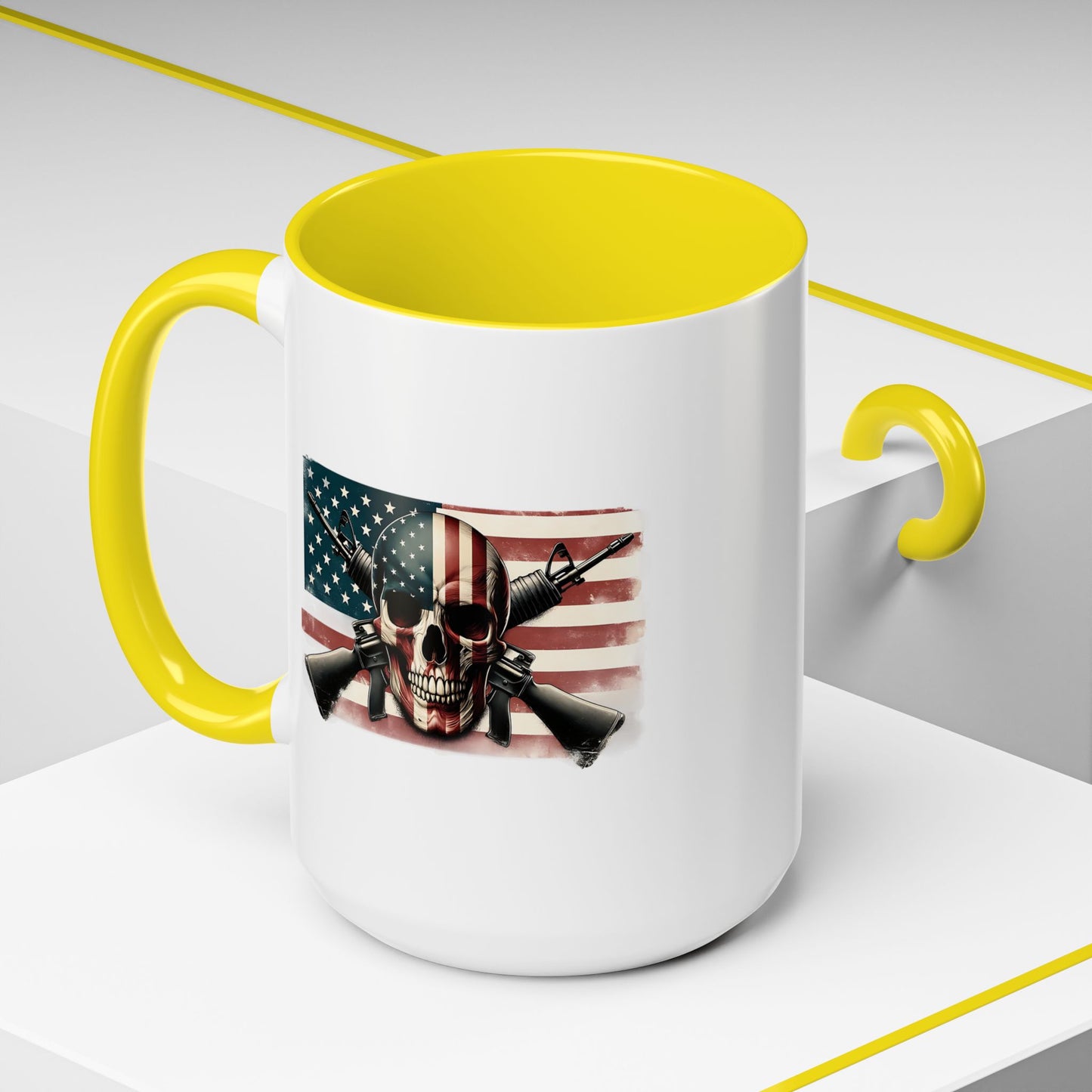 4th of July Mug - Skull Guns Flag