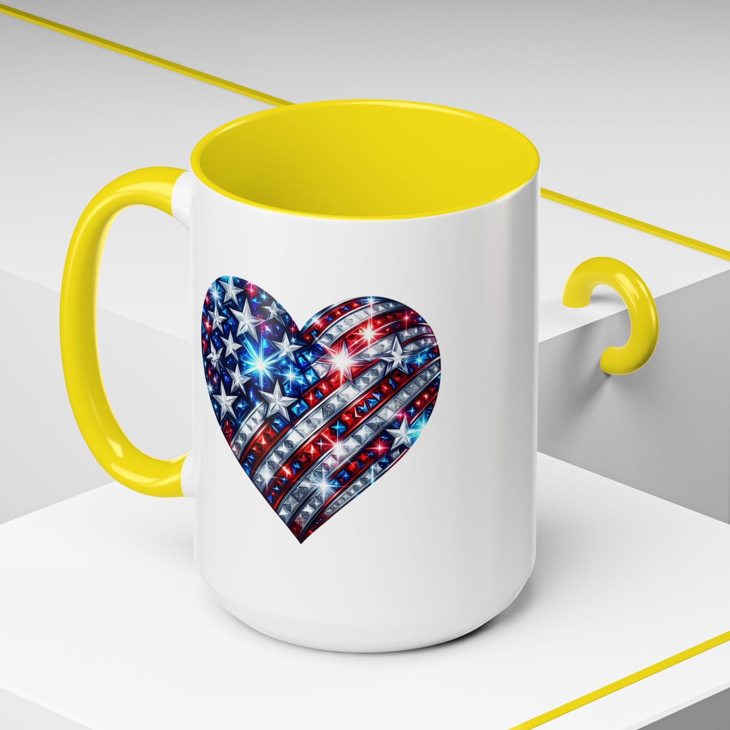 4th of July Mug - USA Sparkle Heart