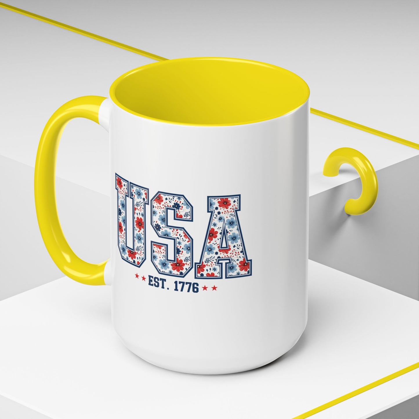 4th of July Mug - USA EST 1776 Floral