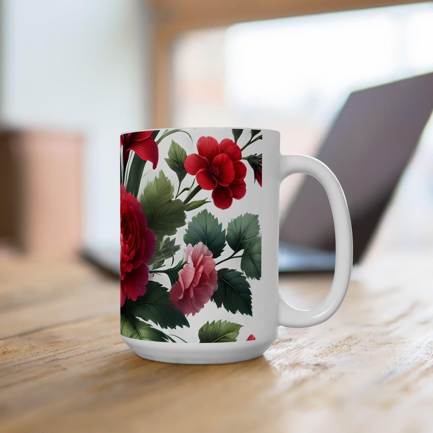 Artistic Mug - Red & Pink Flowers