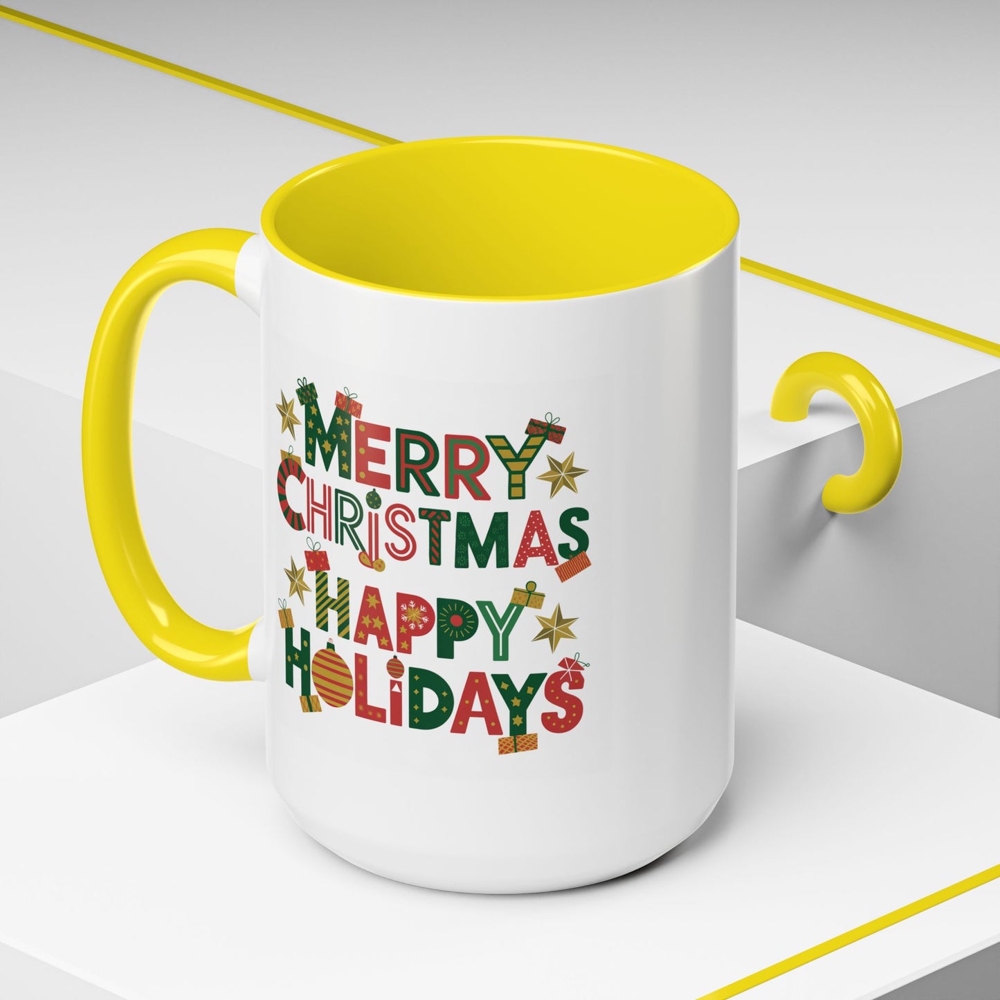 Christmas Mug - Merry Christmas Happy Holidays Decorative Text