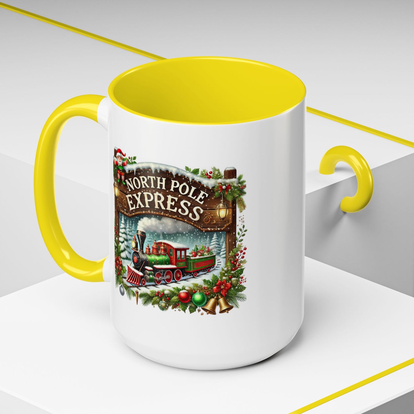 Christmas Mug - North Pole Express Steam Locomotive Ornaments