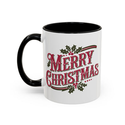 Christmas Mug - Merry Christmas Maroon & Green Text Decorations