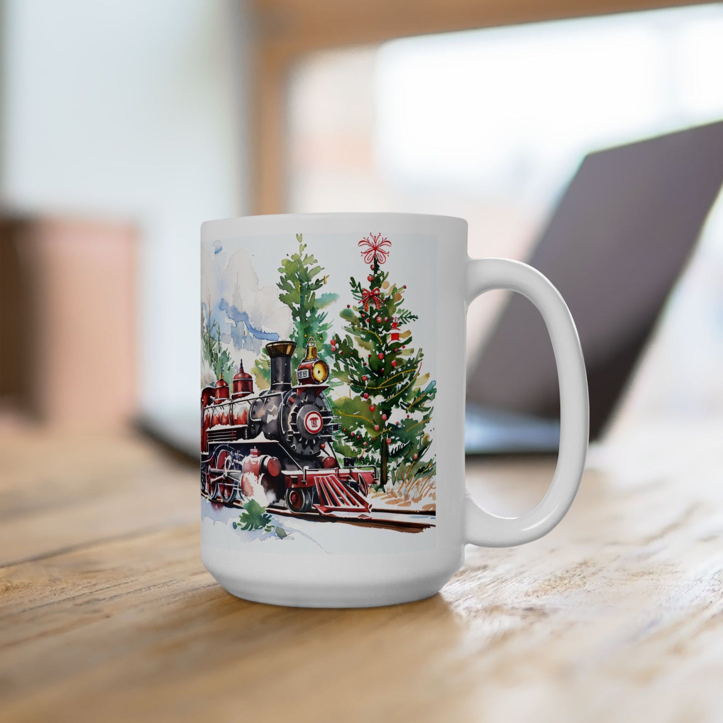 Christmas Mug - Snowy Landscape Train Wrap 2
