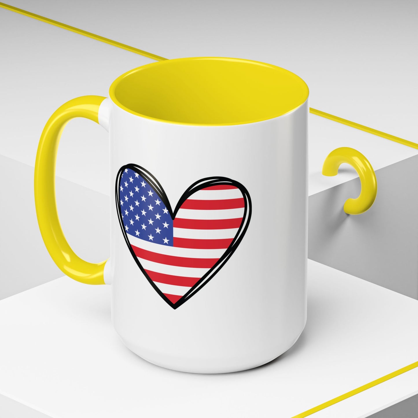4th of July Mug - USA Flag Heart